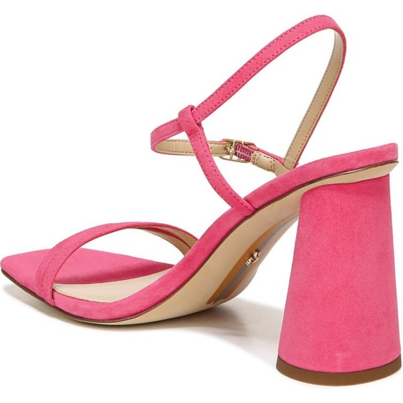 Sam Edelman Kit Slingback Dahlia Pink Suede Block Heel Sandal - Picture 8 of 10